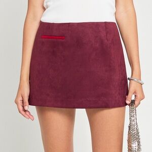 Maroon suede skirt
